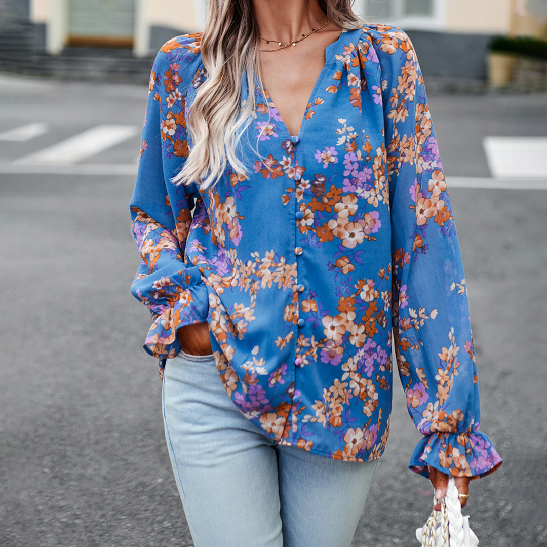 Abby - Langärmelige Bluse mit Blumen