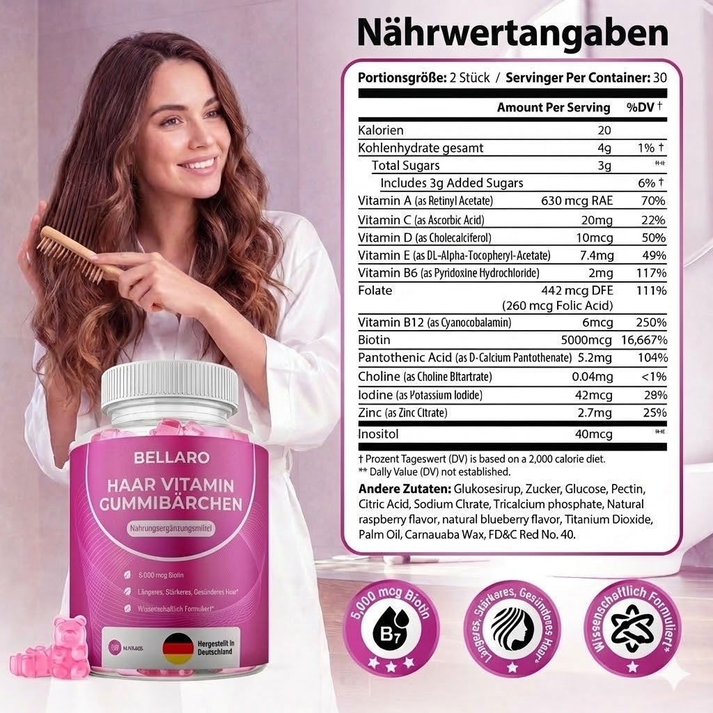 Bellaro Vitamin-Gummies für das Haarwachstum